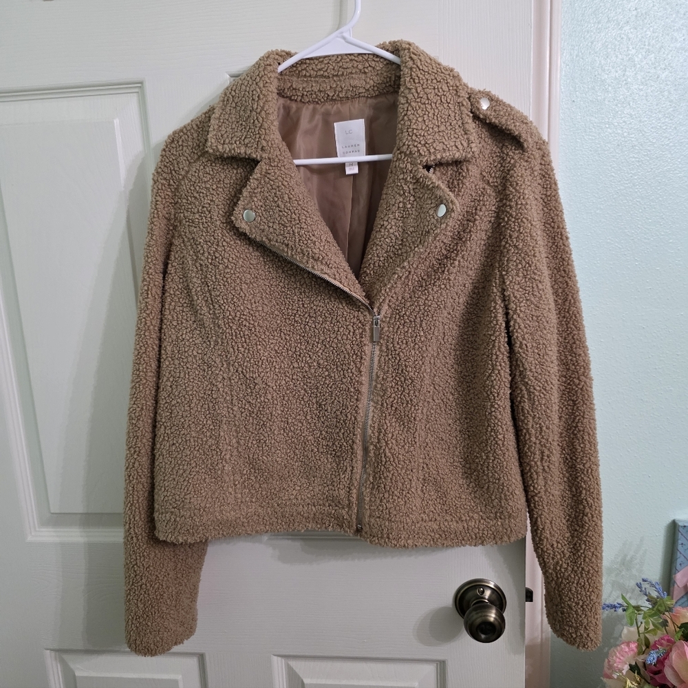 LC Lauren Conrad Tan Teddy Jacket